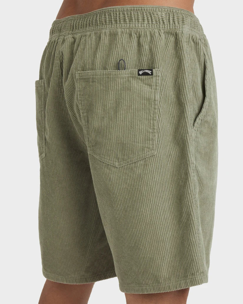 BILLABONG LARRY CORD WALK SHORTS - GREEN ASH