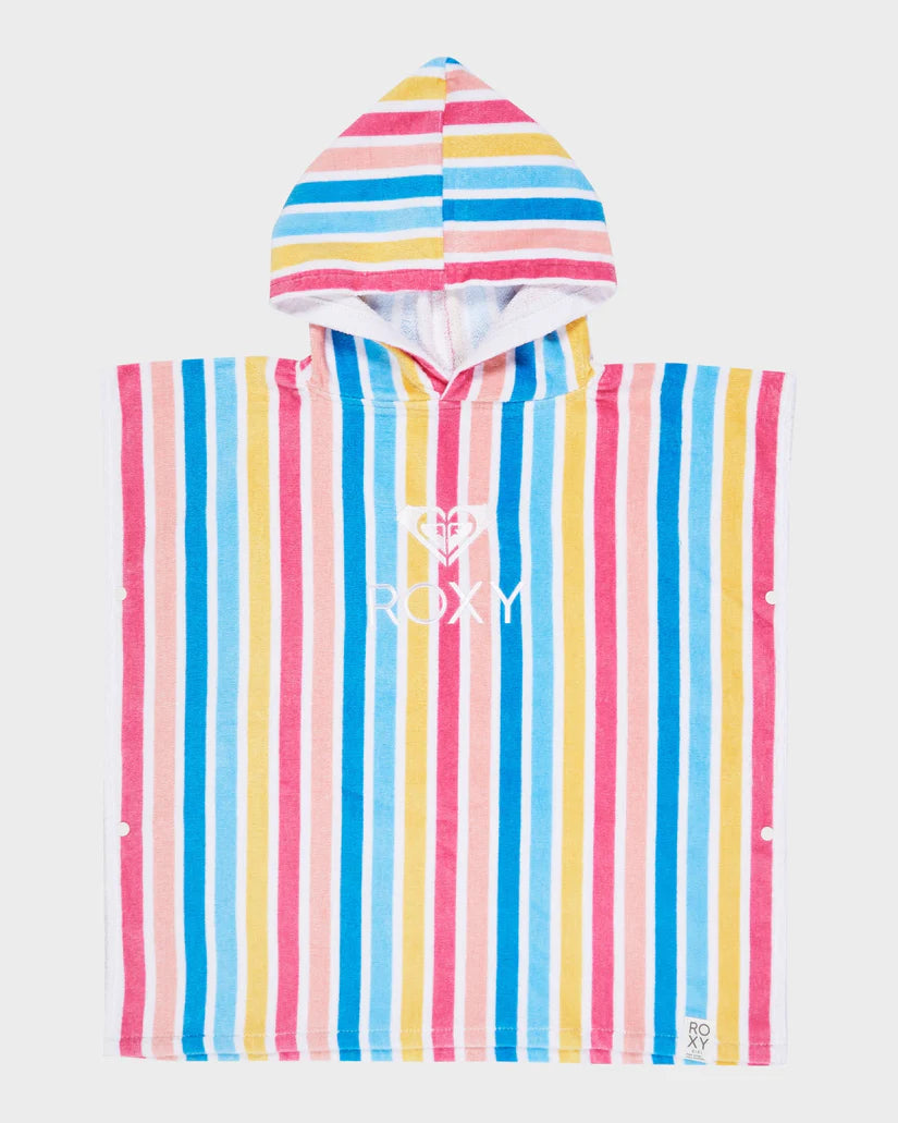 ROXY STAY MAGICAL PRINTED PONCHO BRIGHT WHITE HOLE STRIPE GIRLS