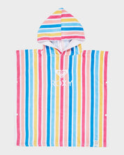 ROXY STAY MAGICAL PRINTED PONCHO BRIGHT WHITE HOLE STRIPE GIRLS