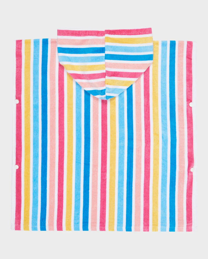 ROXY STAY MAGICAL PRINTED PONCHO BRIGHT WHITE HOLE STRIPE GIRLS