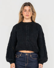 RUSTY FOLKTALE CROP CHUNKY KNIT BLACK