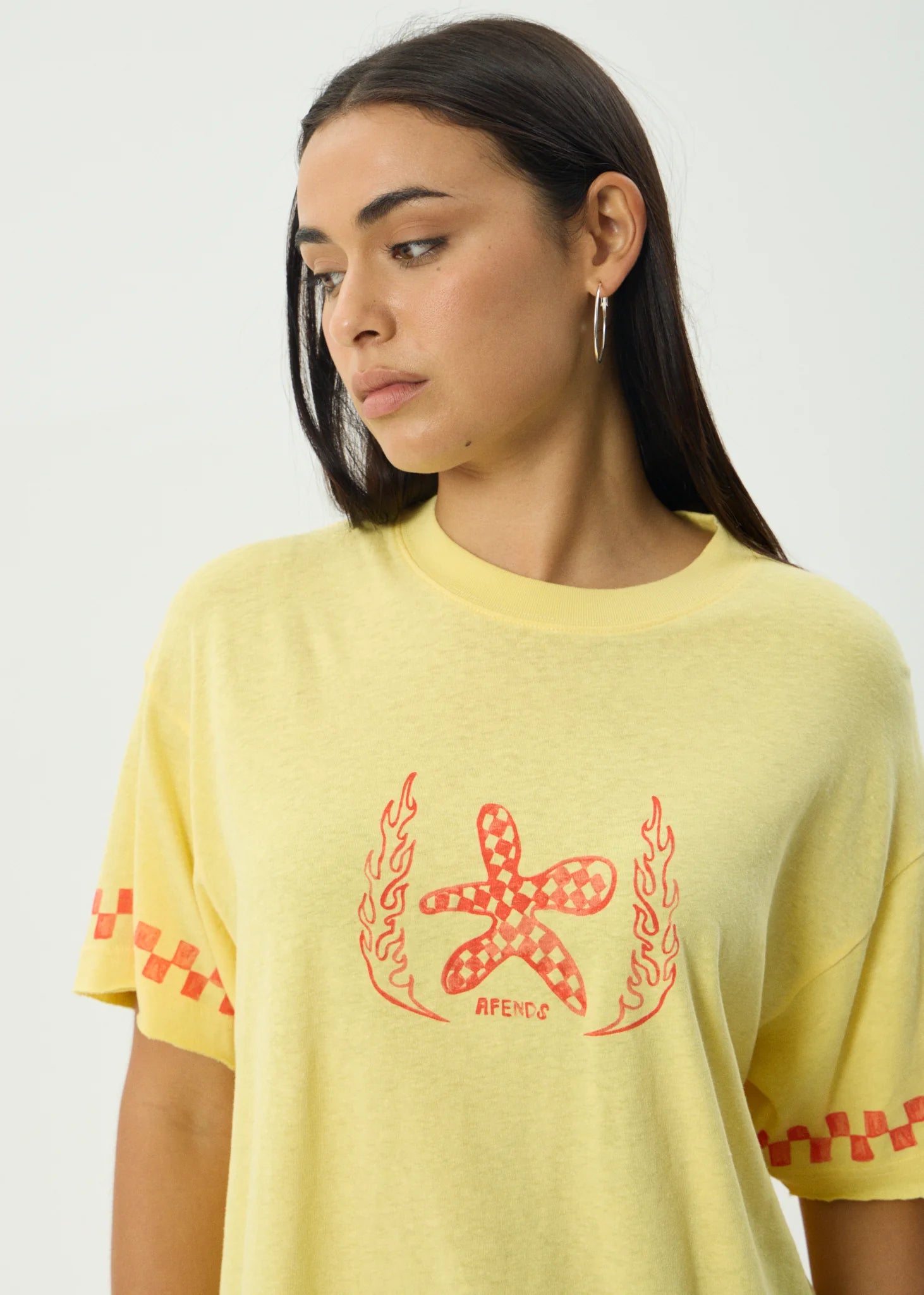 AFENDS CALDA OVERSIZED TEE – HEMP COTTON GRAPHIC T-SHIRT IN NATURAL