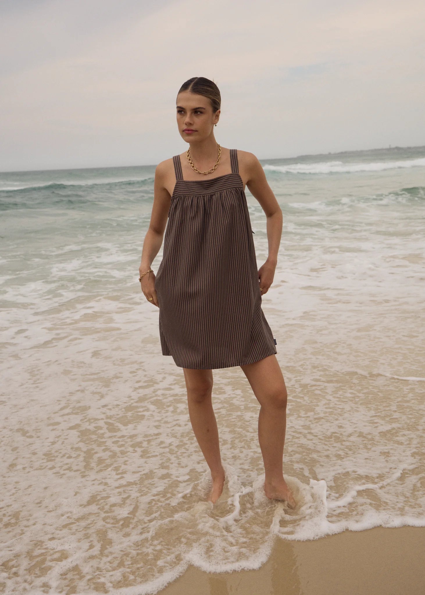 AFENDS CYRUS MINI DRESS – RECYCLED BABYDOLL DRESS WITH ADJUSTABLE TIES