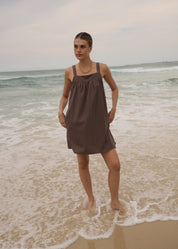 AFENDS CYRUS MINI DRESS – RECYCLED BABYDOLL DRESS WITH ADJUSTABLE TIES