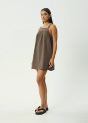 AFENDS CYRUS MINI DRESS – RECYCLED BABYDOLL DRESS WITH ADJUSTABLE TIES