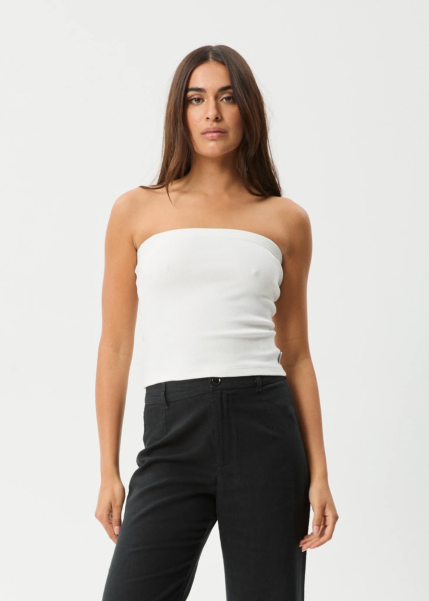 AFENDS JAMIE RIB TUBE TOP – ORGANIC COTTON STRETCH CROP TOP