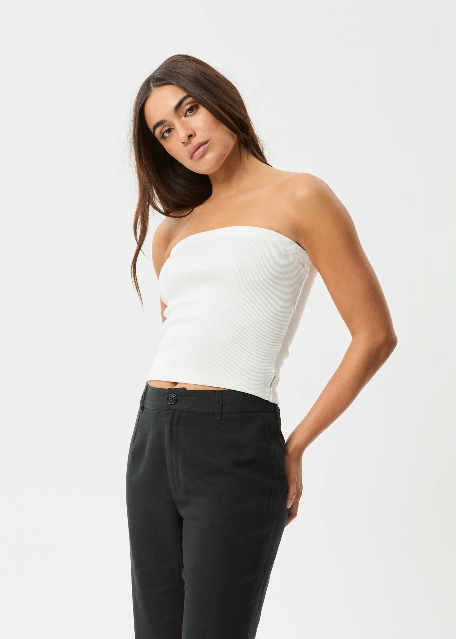 AFENDS JAMIE RIB TUBE TOP – ORGANIC COTTON STRETCH CROP TOP