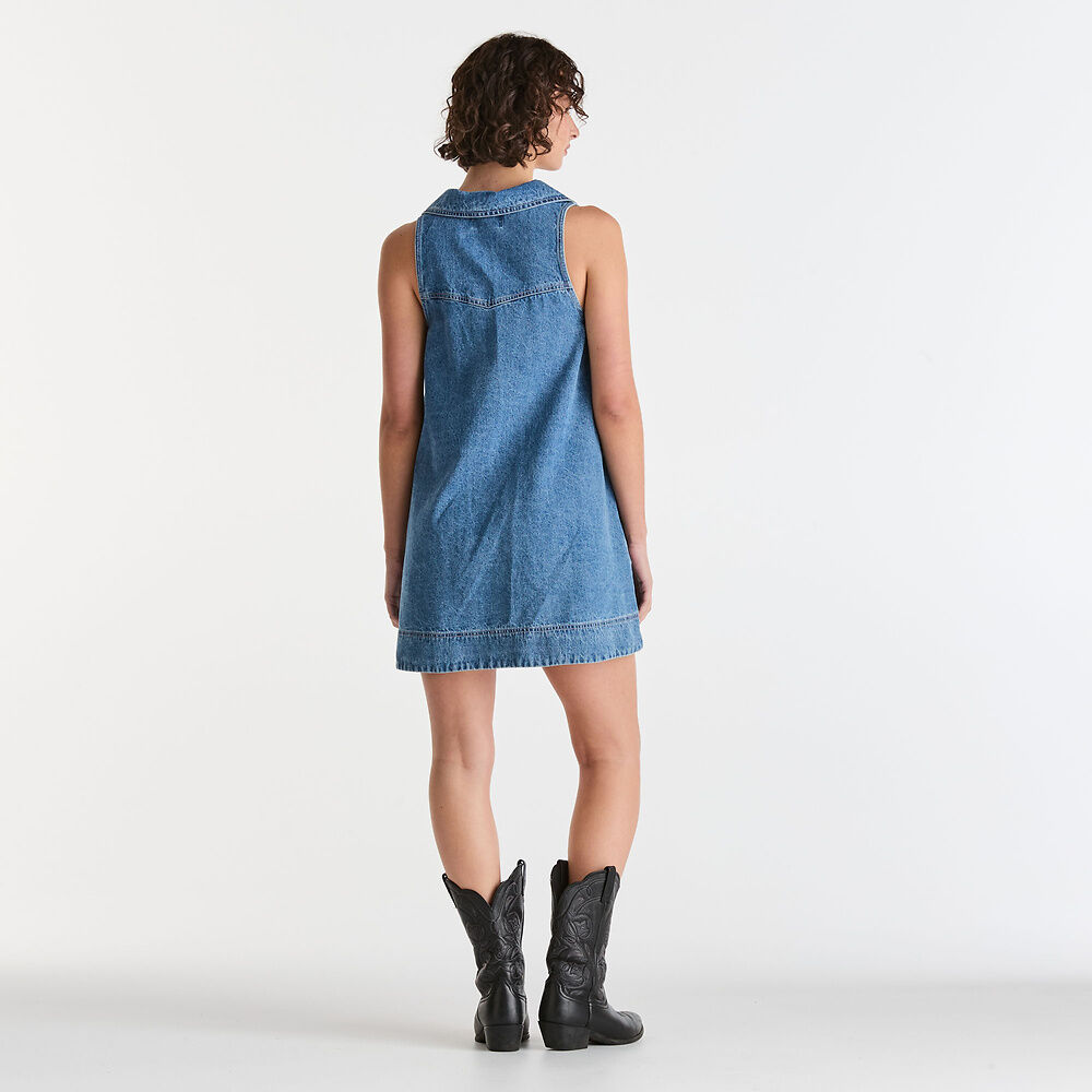 MABEL DENIM DRESS - 70'S A-LINE SHIFT DRESS | BODHI SURF AU