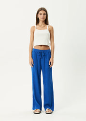 AFENDS MARINA SEERSUCKER PANT – HEMP TENCEL WIDE LEG PANTS WITH DRAWSTRING WAIST