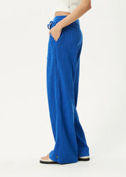 AFENDS MARINA SEERSUCKER PANT – HEMP TENCEL WIDE LEG PANTS WITH DRAWSTRING WAIST