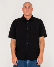RUSTY OVERTONE SHORT SLEEVE LINEN SHIRT - BLACK