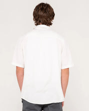 RUSTY OVERTONE SHORT SLEEVE LINEN SHIRT - WASHED WHITE