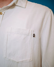 RUSTY OVERTONE SHORT SLEEVE LINEN SHIRT - WASHED WHITE