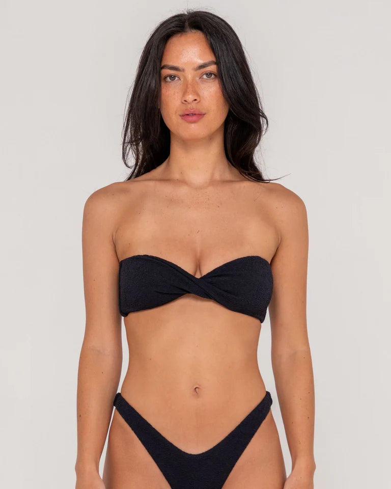 RUSTY SANDALWOOD BANDEAU BIKINI TOP - BLACK
