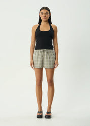 AFENDS SCOUT CHECK SHORT – RECYCLED ORGANIC COTTON ELASTIC WAIST SHORTS