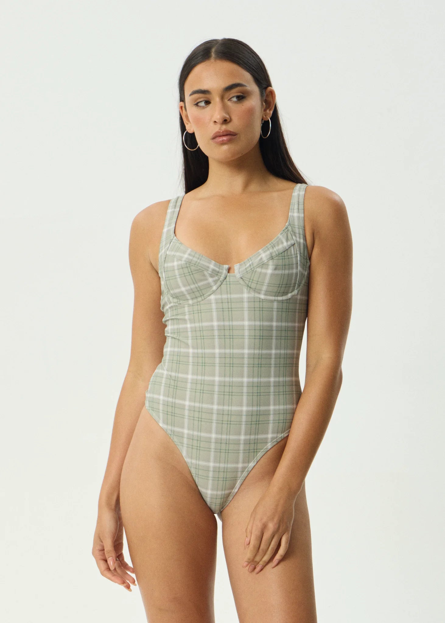 AFENDS SCOUT ONE PIECE – RECYCLED NYLON CHECK UNDERWIRE SWIMSUIT