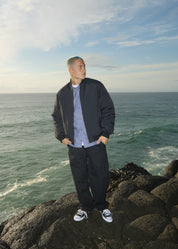 AFENDS SHIPWRECK STRIPE SHORT SLEEVE SHIRT – RECYCLED ORGANIC COTTON OVERSIZED BUTTON-UP