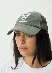 AFENDS SKELETOR SIX PANEL MESH CAP – RECYCLED SNAPBACK HAT WITH EMBROIDERY