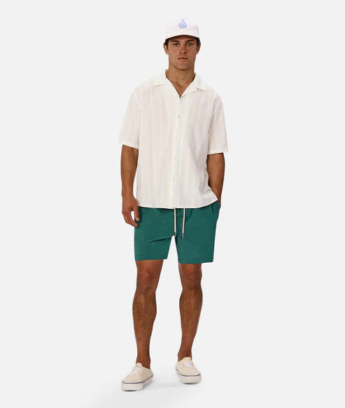 INDUSTRIE THE MARCOS SHORT SLEEVE SHIRT - OFF WHITE/TURQUOISE