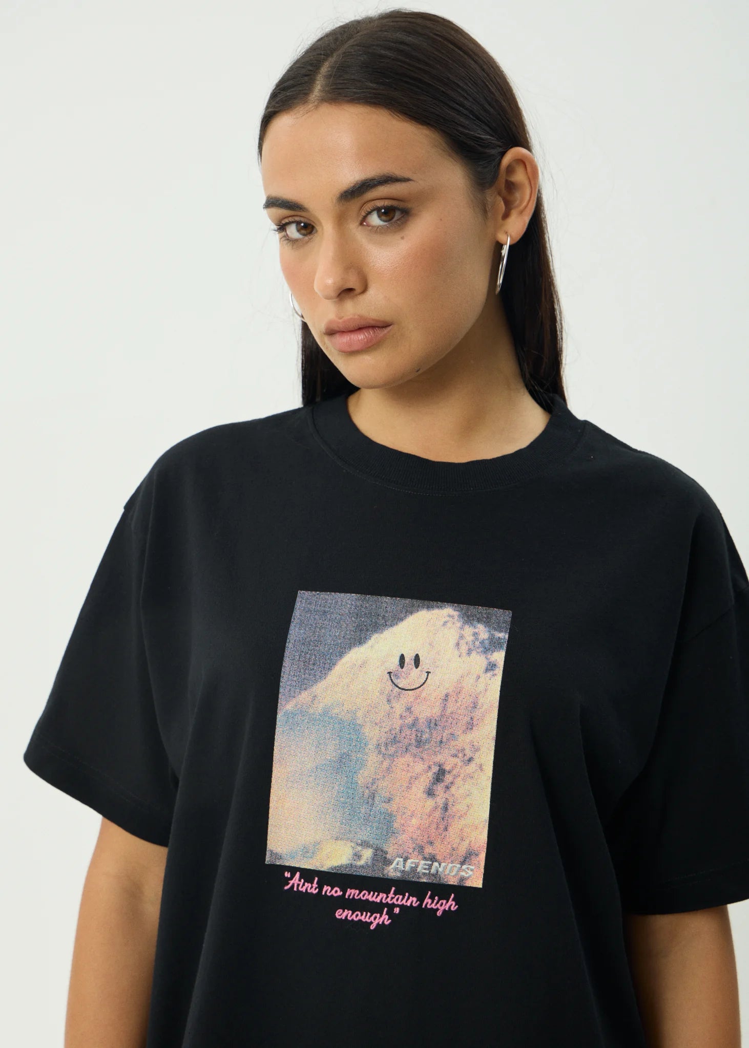 AFENDS TOO HIGH HEAVYWEIGHT BOXY TEE – RECYCLED COTTON CROPPED GRAPHIC T-SHIRT