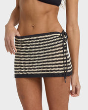 BILLABONG WOMENS LAURA FLIP TIDE MINI SKIRT – CROCHET STRIPE LOW WAIST