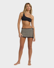 BILLABONG WOMENS LAURA FLIP TIDE MINI SKIRT – CROCHET STRIPE LOW WAIST