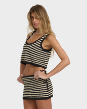 BILLABONG WOMENS LAURA FLIP TIDE TANK TOP – CROCHET STRIPE BOXY FIT