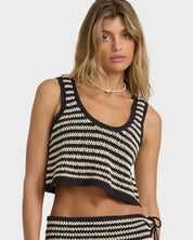 BILLABONG WOMENS LAURA FLIP TIDE TANK TOP – CROCHET STRIPE BOXY FIT