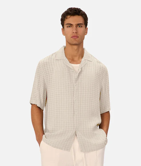 INDUSTRIE THE SIRACUSA SHORT SLEEVE SHIRT - EGG SHELL