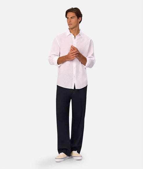 INDUSTRIE THE ST MARTINS LONG SLEEVE LINEN SHIRT - WINTER WHITE