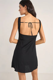 RHYTHM ROSELLE TIE BACK MINI DRESS BLACK