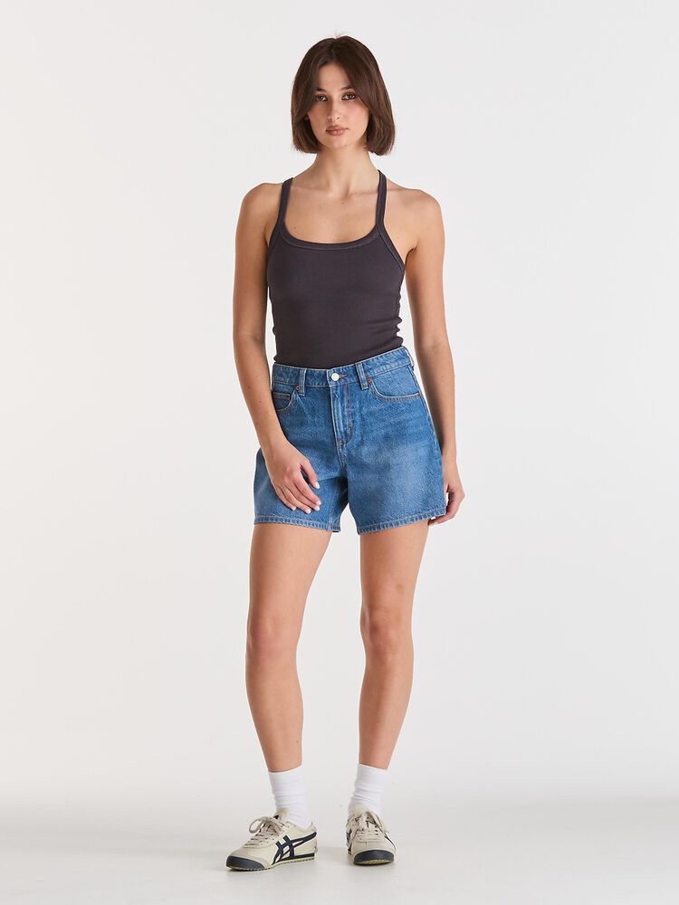 LEE MID STRAIGHT SHORT BLUE LETTER
