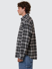 THRILLS BARRIO LONG SLEEVE FLANNEL SHIRT - BLACK