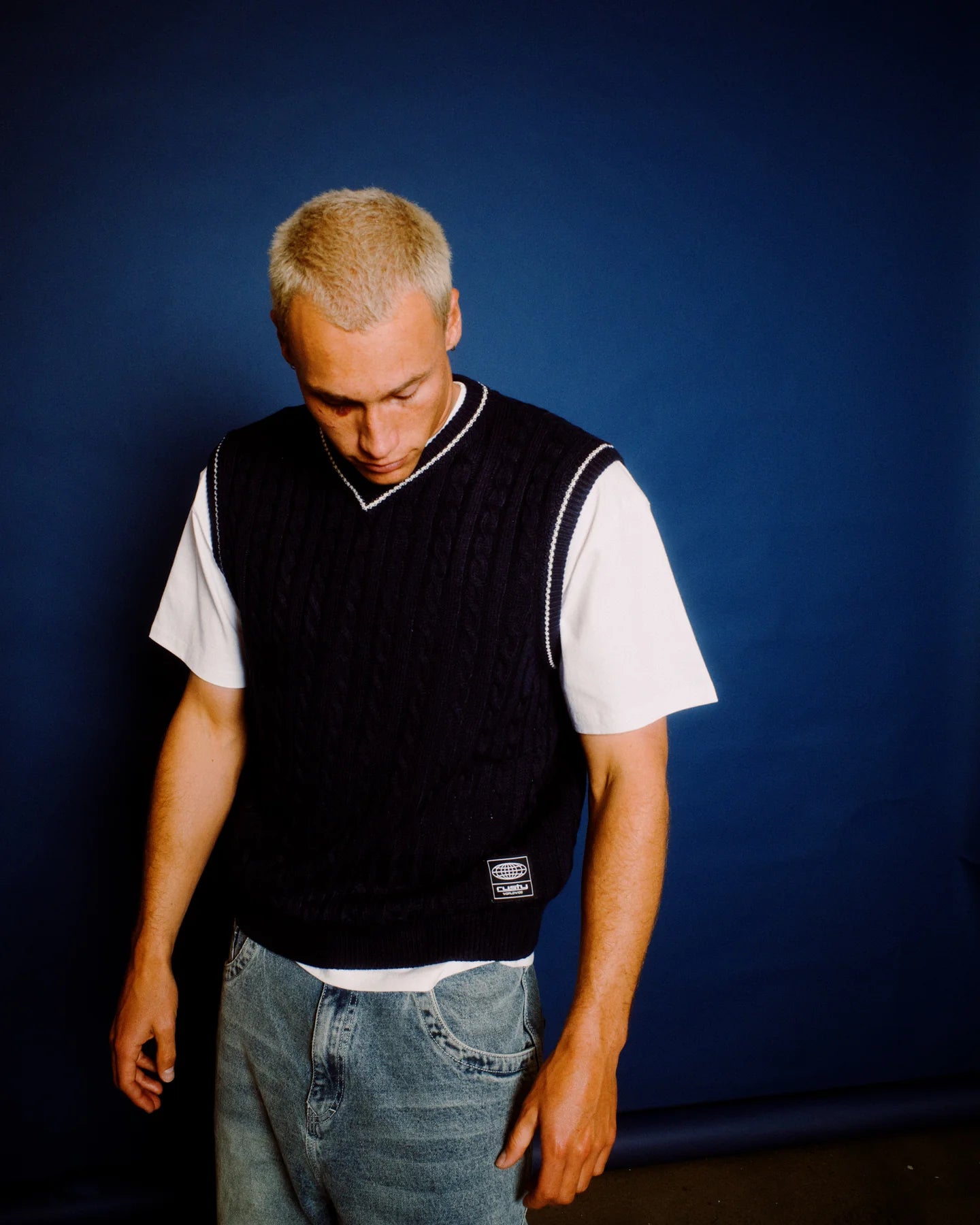 RUSTY NEFF - V RIBBED CABLE KNIT VEST