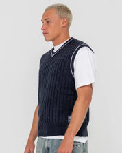 RUSTY NEFF - V RIBBED CABLE KNIT VEST