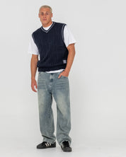 RUSTY NEFF - V RIBBED CABLE KNIT VEST