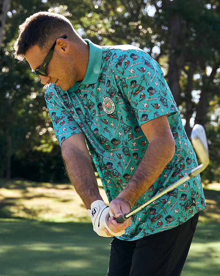 HUEYS GOLF POLO TEAL
