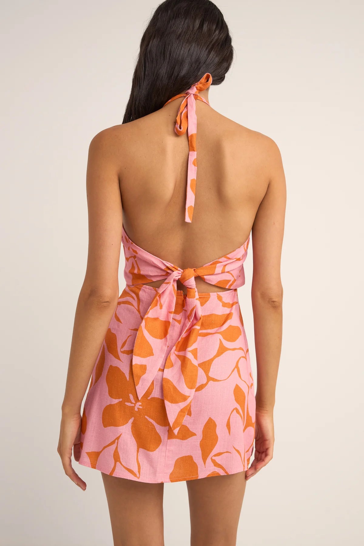 RHYTHM BORA BORA FLORAL HALTER MINI DRESS