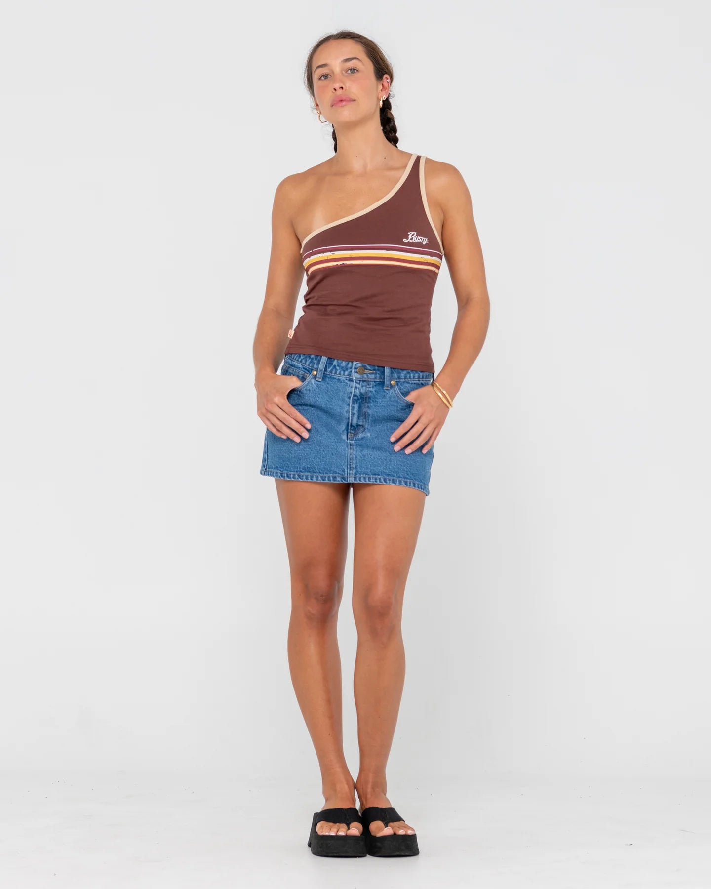 RUSTY RACK OFF ONE SHOULDER TOP