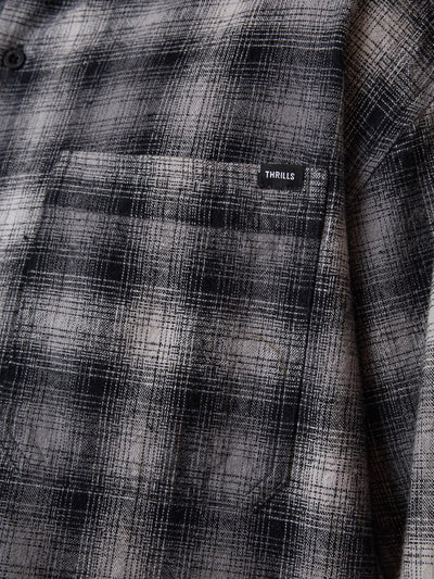 THRILLS BARRIO LONG SLEEVE FLANNEL SHIRT - BLACK