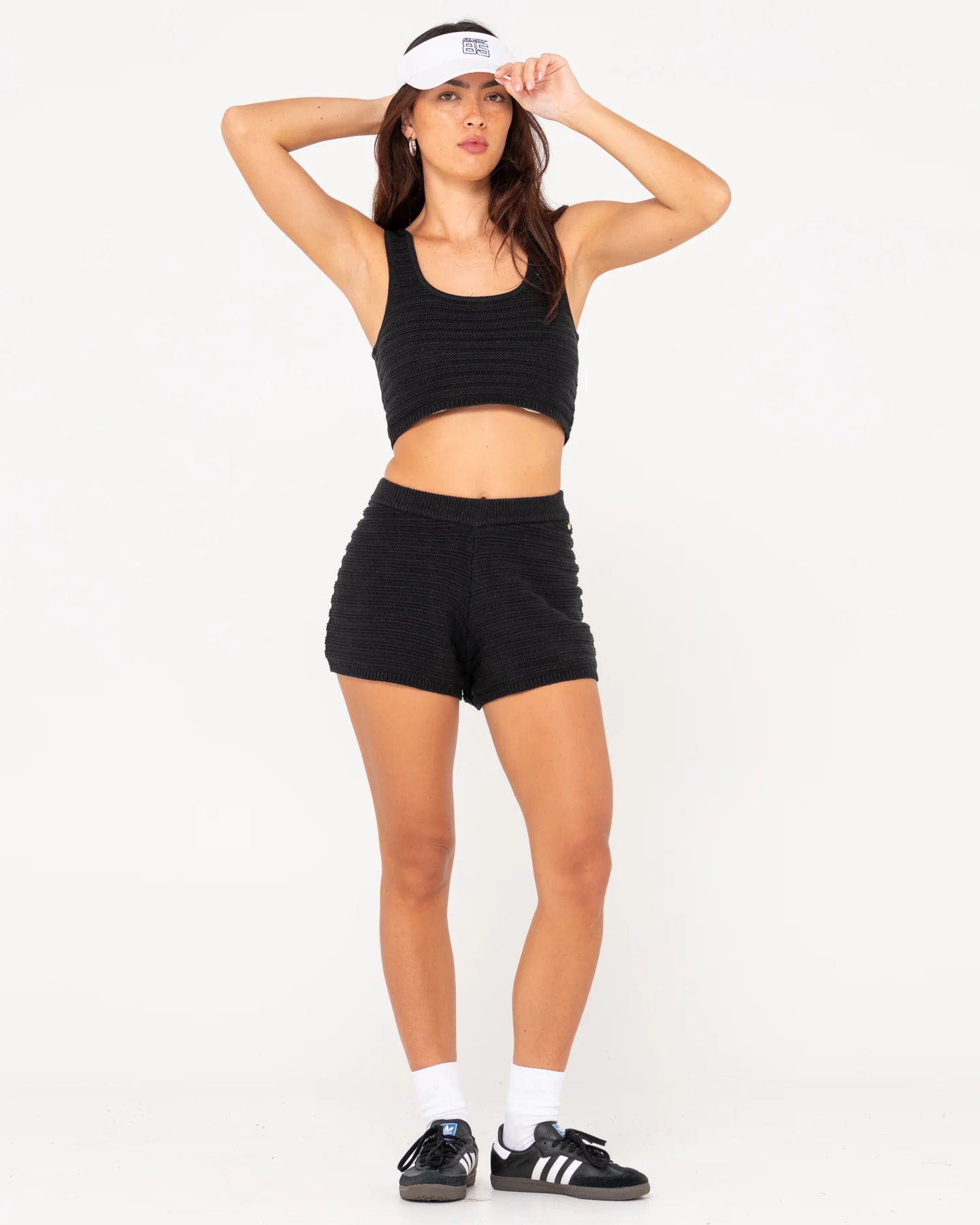 RUSTY ELBA KNIT CROP TOP BLACK