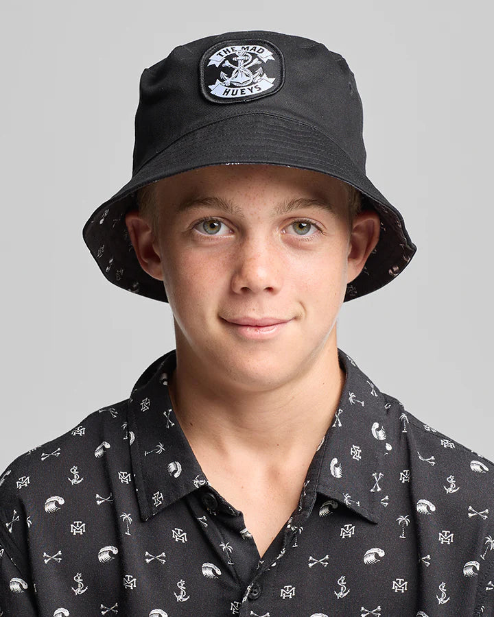 HUEYS ANCHOR BONES YOUTH REVERSIBLE BUCKET HAT