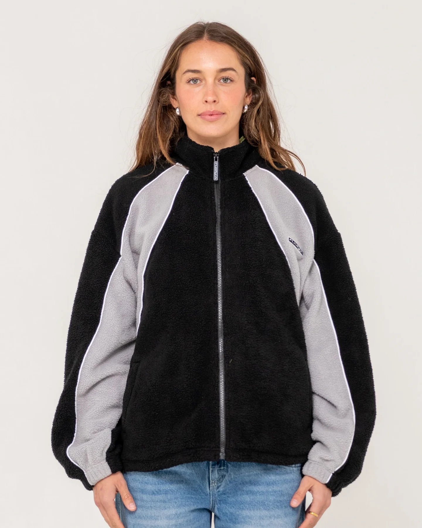 RUSTY TWO TIDES ZIP THROUGH FLEECE