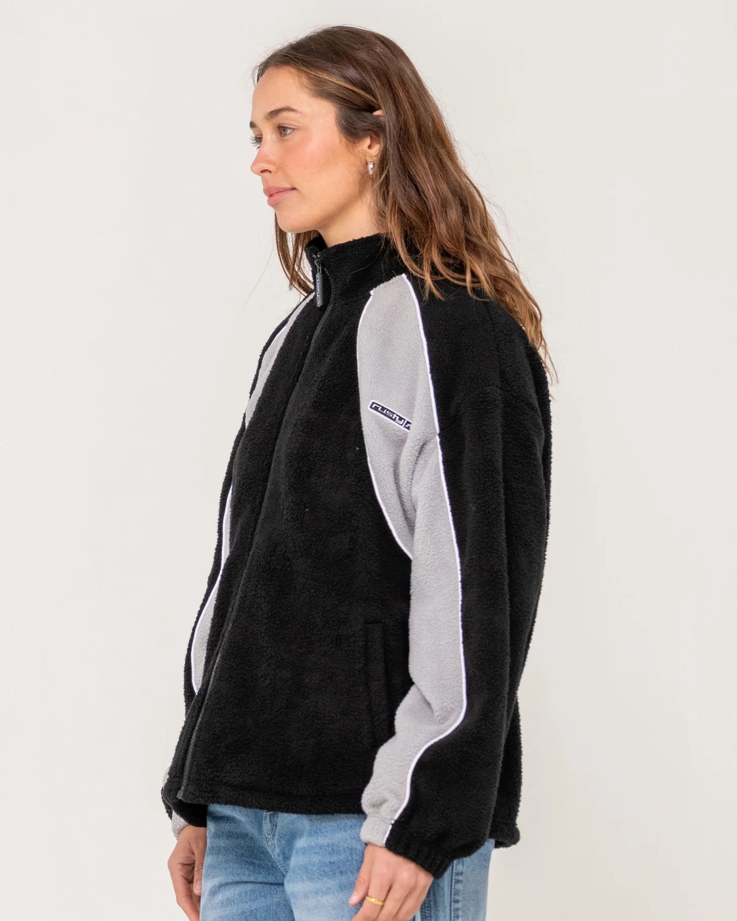 RUSTY TWO TIDES ZIP THROUGH FLEECE