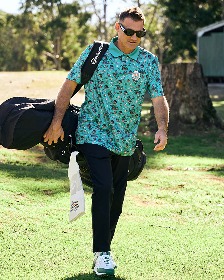 HUEYS GOLF POLO TEAL