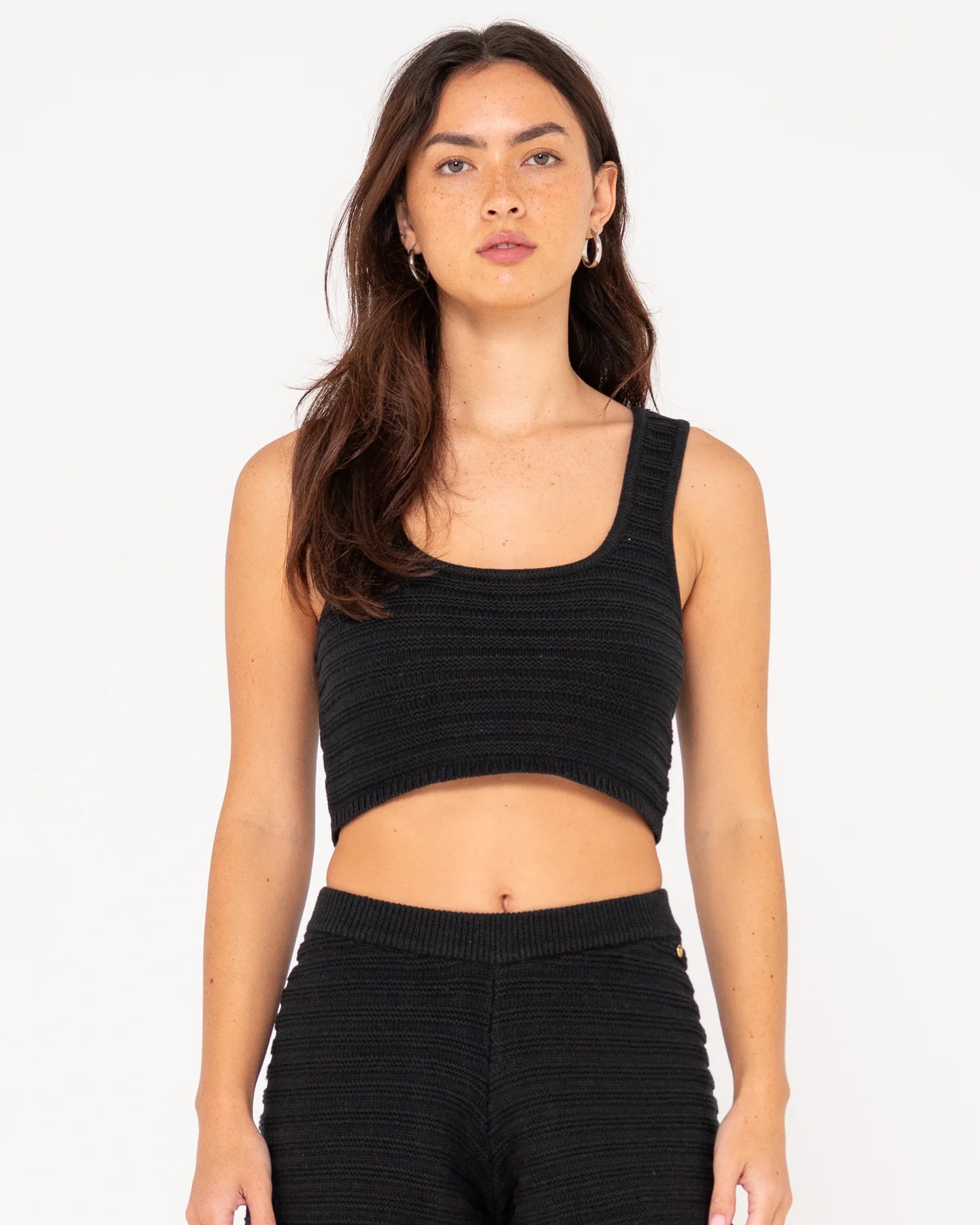 RUSTY ELBA KNIT CROP TOP BLACK