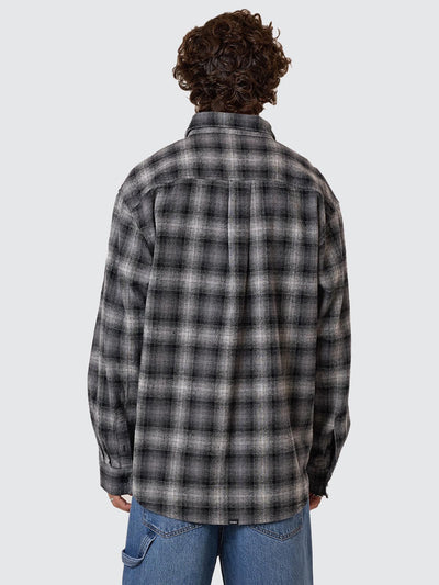 THRILLS BARRIO LONG SLEEVE FLANNEL SHIRT - BLACK