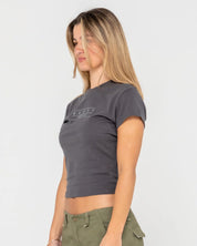 RUSTY ESSENTIALS SKIMMER BABY TEE CARBON