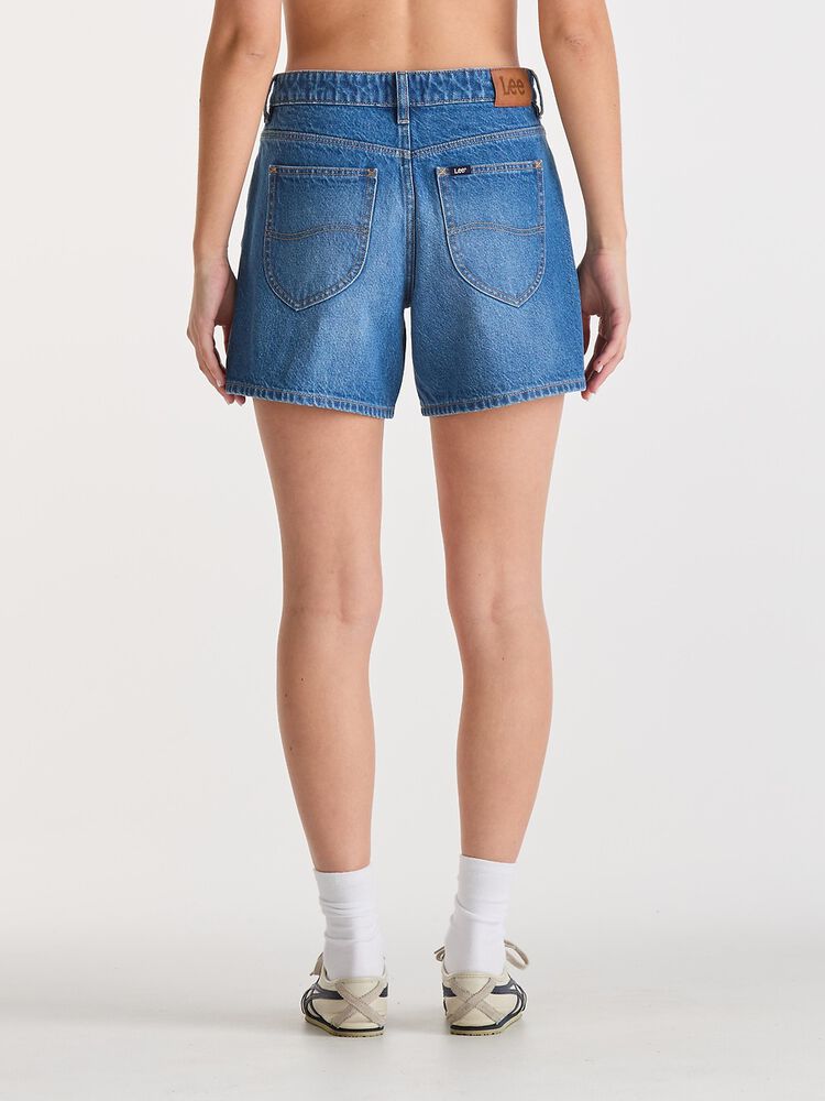 LEE MID STRAIGHT SHORT BLUE LETTER