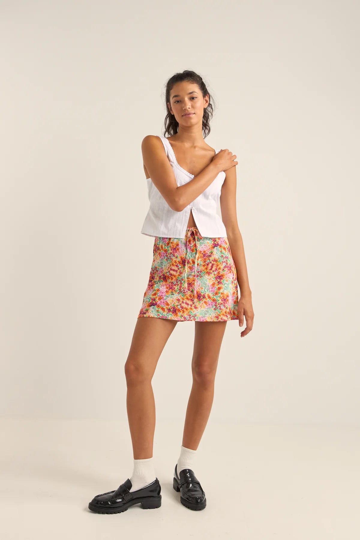 RHYTHM SIERRA FLORAL BIAS CUT MINI SKIRT